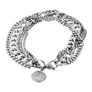 Bold Chunky Vintage Signed TOCARA Stainless Steel Multi Strand 5 Chain Bracelet